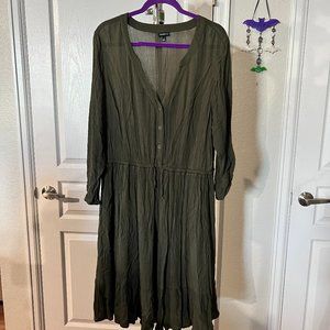Torrid Olive Green Midi Dress Size 2